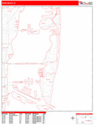 Miami Beach Digital Map Red Line Style